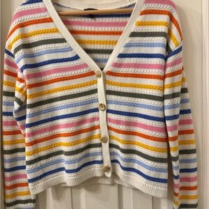 Talbots Striped Multicolor Button-Up Women's Sweater